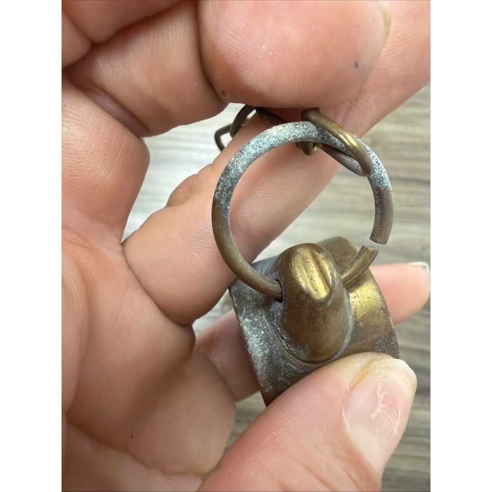 Early BRASS MILITARY WHISTLE w CHAIN Made in USA army - Picture 4 of 4